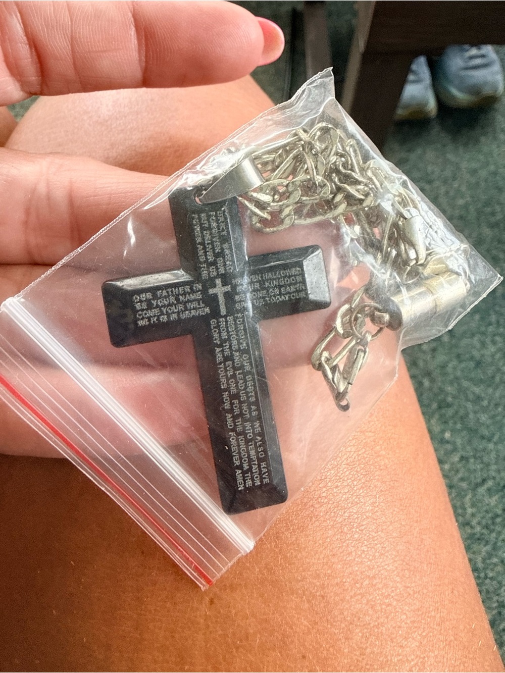 Black Cross Pendant Necklace - Unbranded